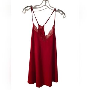 Elegant Red Lace Trim Chemise